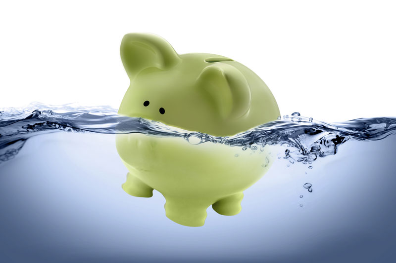 Piggy bank in water