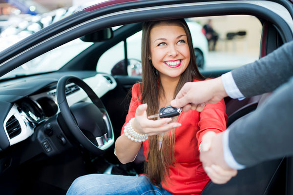 Woman sitting in car