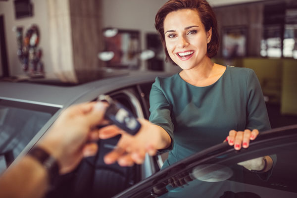 Customer getting her keys