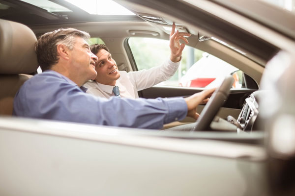 Customer sitting in car