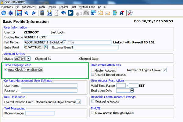 Basic profile information screenshot