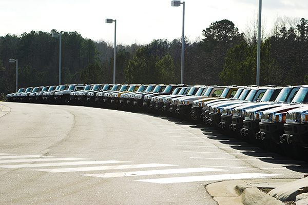 Row of vehicles on lot