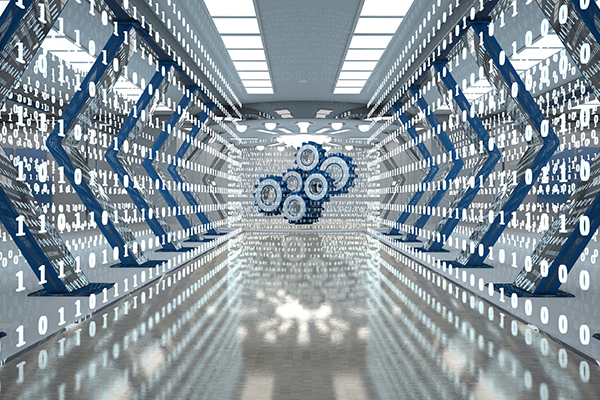 3d illustration with gears and data