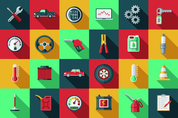 Graphic work of parts and service icons