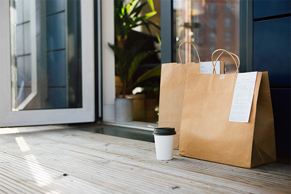 Takeout food sitting on front steps