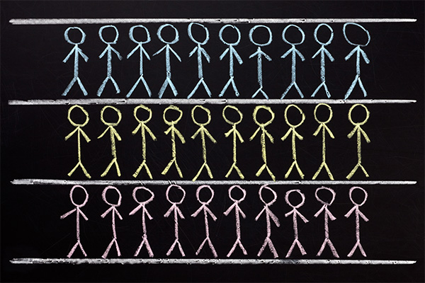 Chalkboard with repeated stick figures