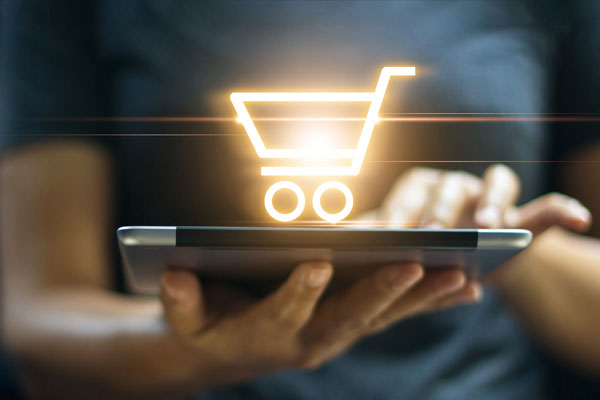 Man holding tablet and shopping online